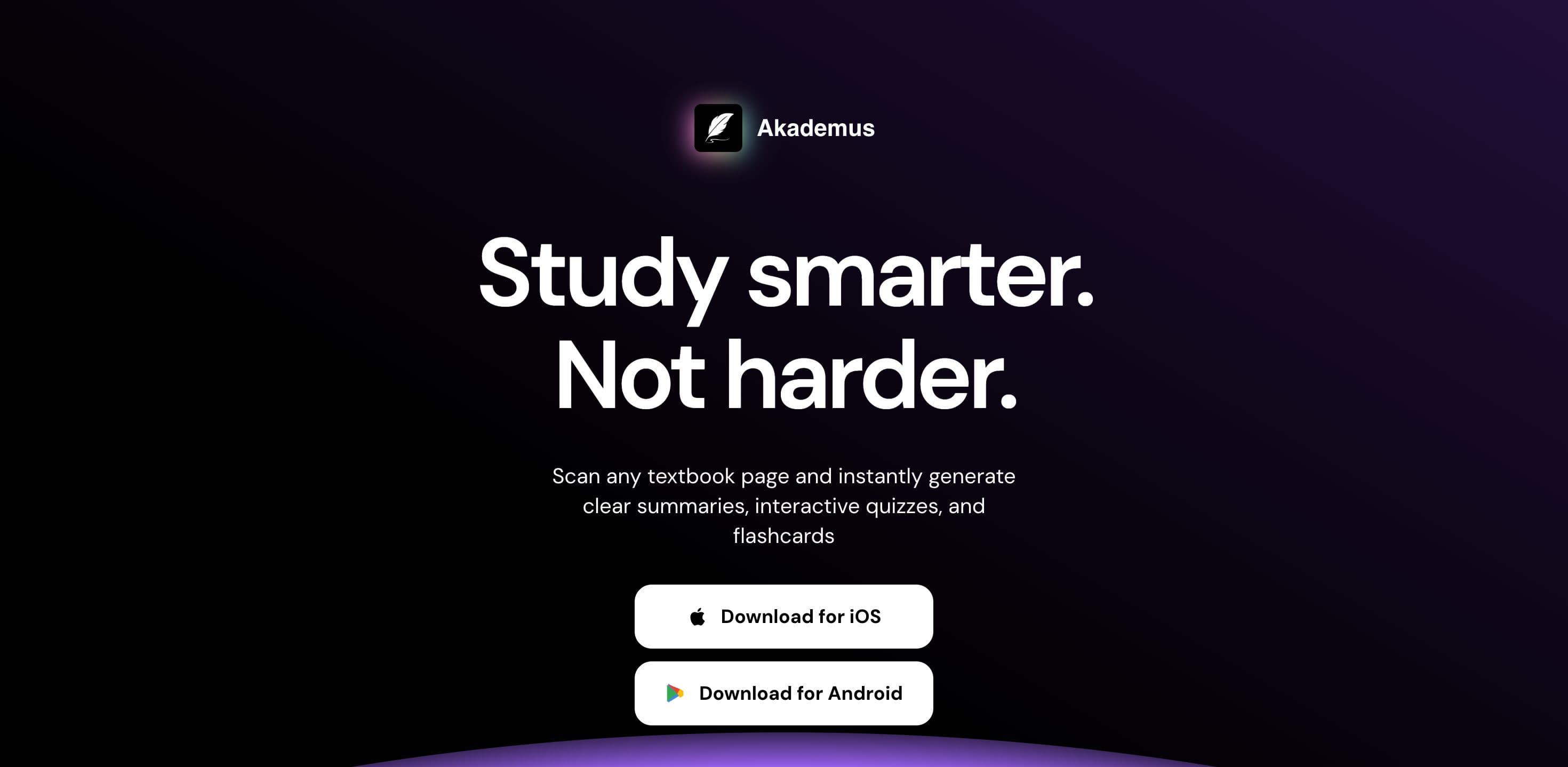 Sitio de lanzamiento de Akademus, app de estudio con inteligencia artificial